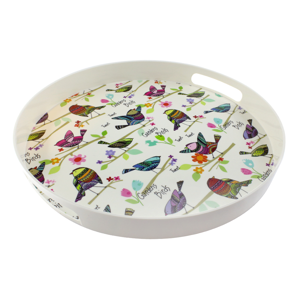 Поднос Arino Colorful birds 34,5x4 см круглый 74658