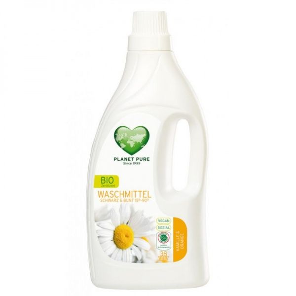 Гель для машинной и ручной стирки PLANET PURE органическое жидкое средство, ромашка и апельсин 1,55 л