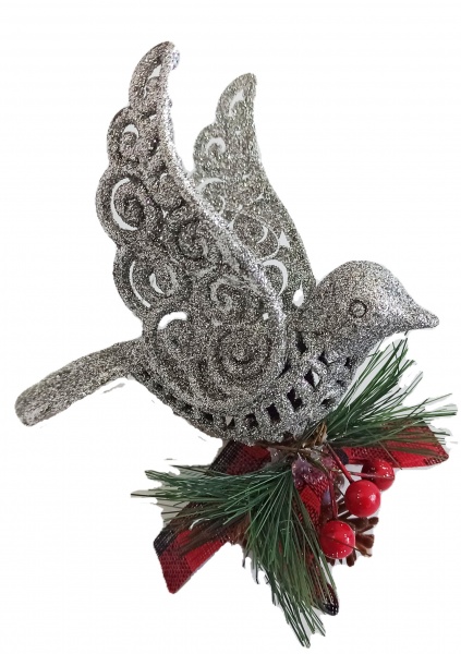 Елочная игрушка Птица E09043S 11 см 