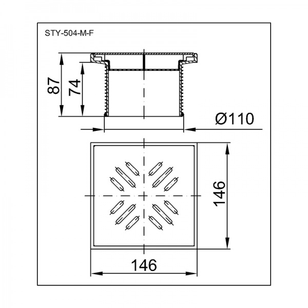 Душевой трап Styron STY-504-M-F с решеткой 150х150 мм пластик
