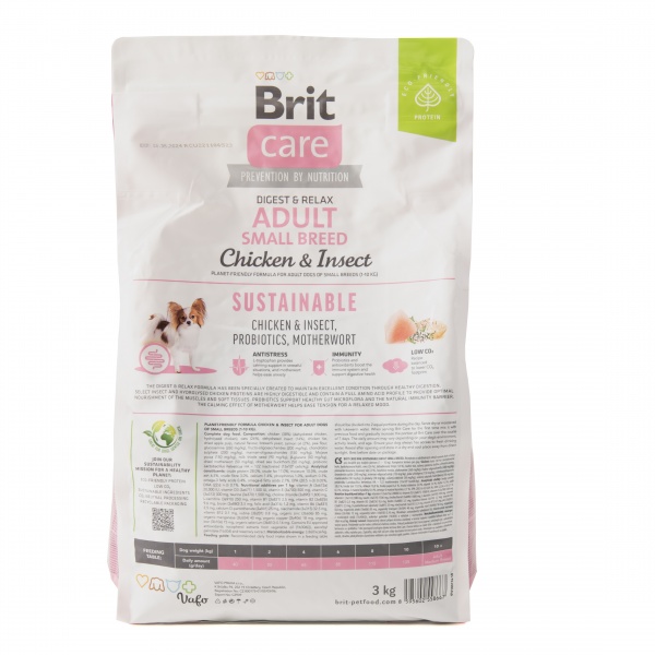 Корм сухой для малых пород Brit Care с курицей и насекомыми 3 кг