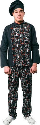 Китель повара Lux-Form 4411 Иероглифы р. 46 черный