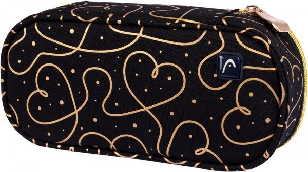 Пенал школьный AC5 Golden Hearts Head черный с узором