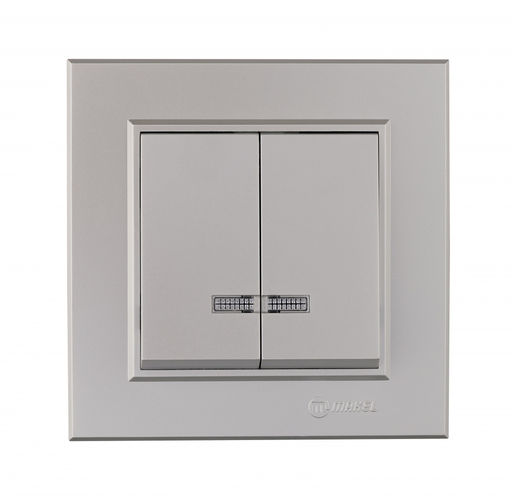 Вимикач двоклавішний Makel Karea з підсвіткою перлина 56100023
