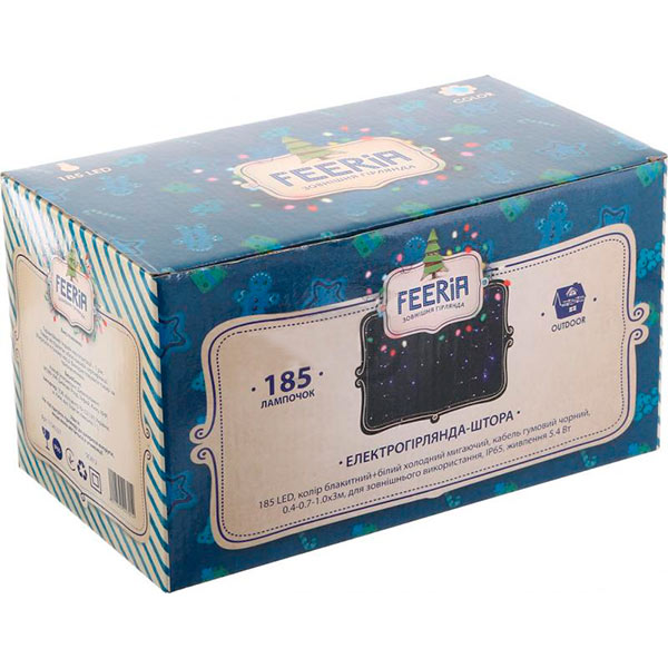 Гирлянда-штора внешняя LED 185 ламп 3 м бело-голубая