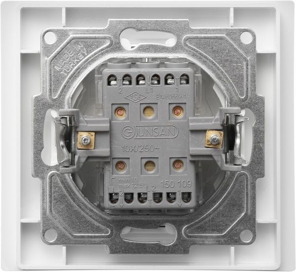 Вимикач прохідний двоклавішний Gunsan Moderna без підсвітки 16 А 250В білий MD 29 11 109