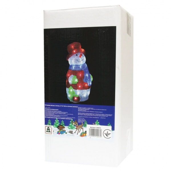Декоративная новогодняя фигура Девилон Снеговик светодиодная (LED) 40 ламп 40,5 см 