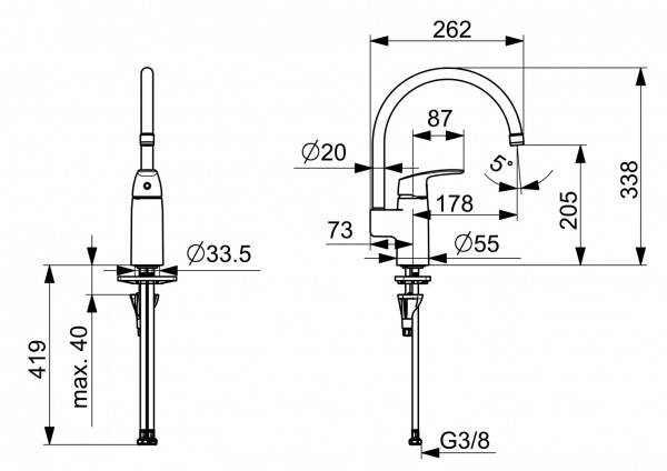 Смеситель для кухни Oras Safira 1038F