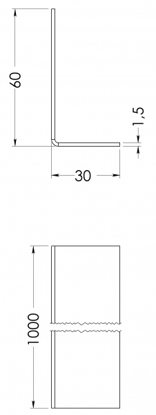 Кутник нержавіюча сталь STOREHOUSE 30x60x1,5x1000 мм