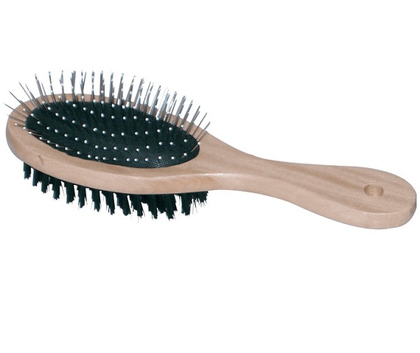 Щітка двостороння 4Dog для вичісування тварин сіра