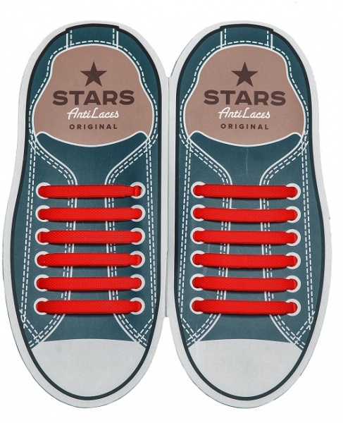 Шнурки силиконовые AntiLaces Stars 56,5 мм 12 шт. красный