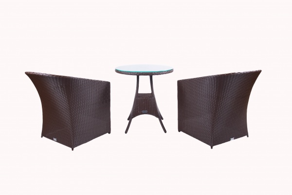 Комплект мебели TERICO Барселона (кресла и подушки под сиденье – 2 шт стол 700 мм) коричневый 