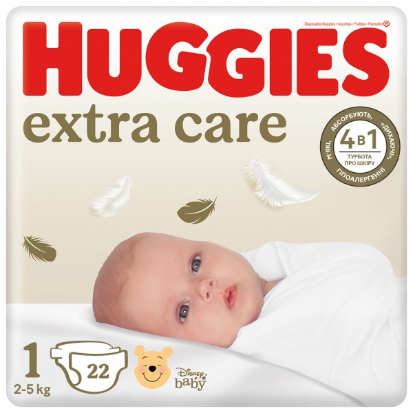 Подгузники Huggies Extra Care 1 2-5 кг 22 шт.