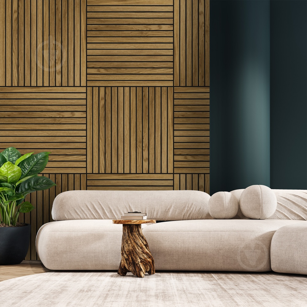 Рейкова панель акустична ПлиТТоргСервіс 17х300х600 мм дуб 0,36 м.кв.