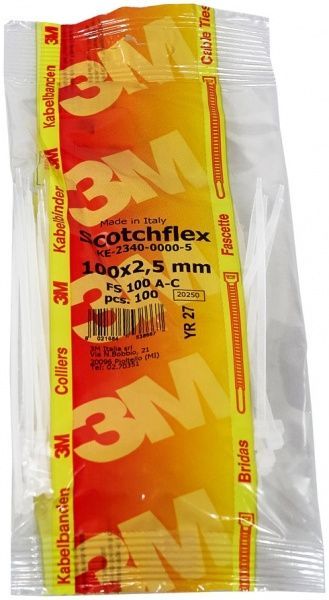 Стяжка для кабелю Scotchflex 100х2,5 мм 100 шт. білий 