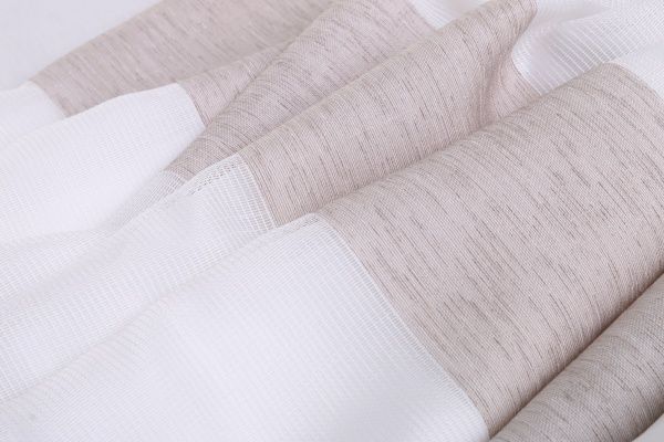 Ткань тюлевая батист с полосками 300 см коричневый 