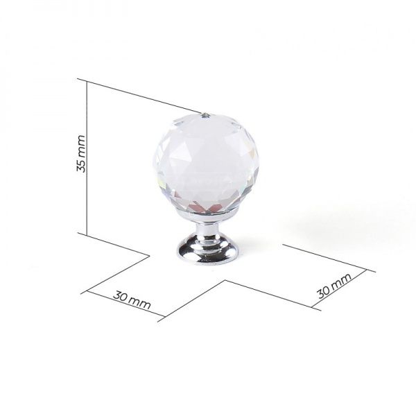Меблева ручка кноб Larvij L4.knob07TR на один отвір мм хром/прозорий кришталь