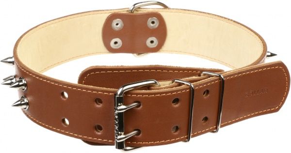 Ошейник Collar двойной с шипами 4,5х56-68 см коричневый
