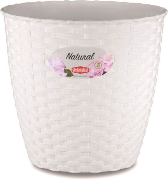 Вазон пластиковый Stefanplast Natural круглый 1,1л белый (73450) 