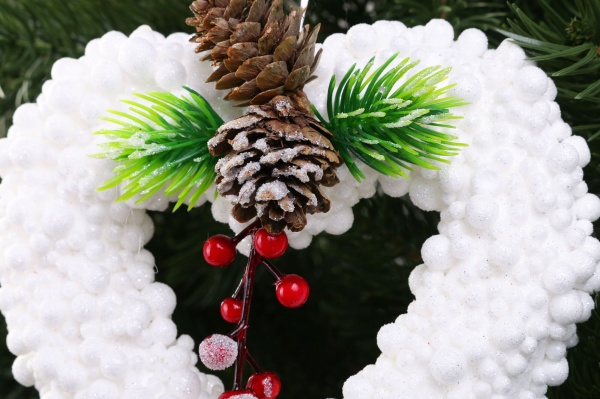 Декоративная подвеска Сердце с декором 15 см белый HL21-30a