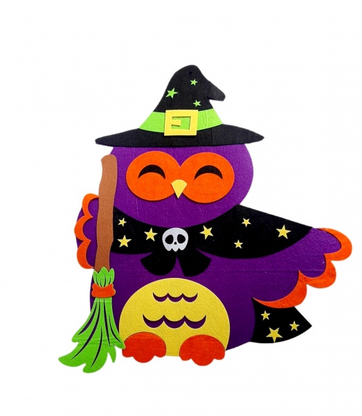 Декор из фетра 3 мм Сова с метлой
