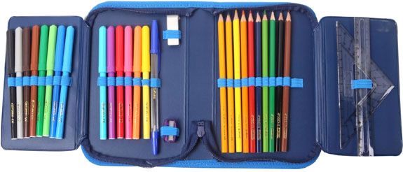 Пенал 31 предмет Cubes Blue 50021031 Herlitz блакитний