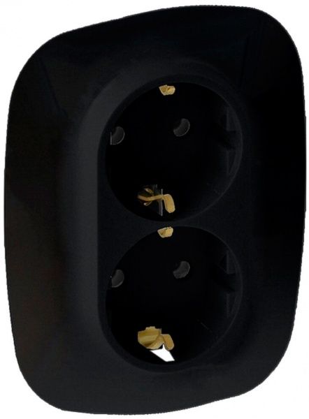 Розетка подвійна із заземленням Legrand Allure без шторок антрацит 753936