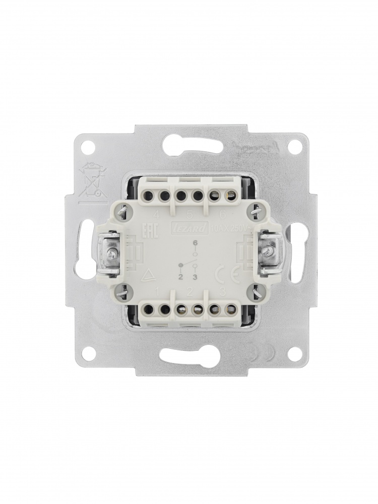 Вимикач прохідний одноклавішний Lezard Vesna сірий 742-3588-105