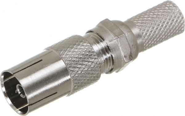 Конектор EMT Перехідник ТВ гніздо - F гніздо 1 шт. + конектор 1 шт. (комплект)срібний Гніздо ТВ