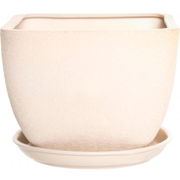 Горщик керамічний Оріана-Запоріжкераміка Ноктюрн №2 шовк бежевий квадратний 4,8л бежевий (106-2-041) 