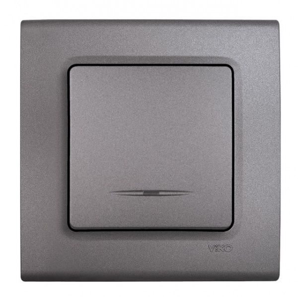 Вимикач одноклавішний Viko Linnera Life з підсвіткою сірий граніт