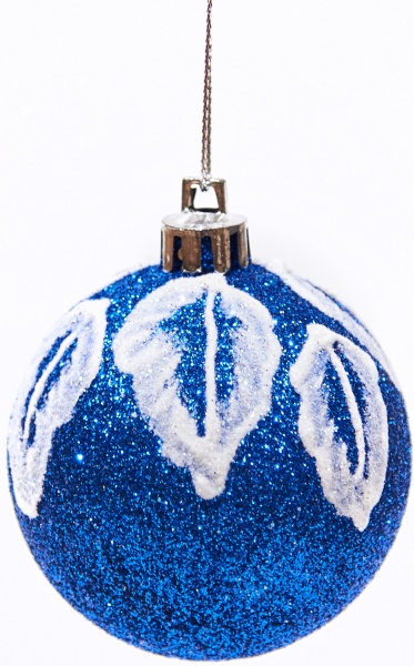 Шар новогодний Листья синий