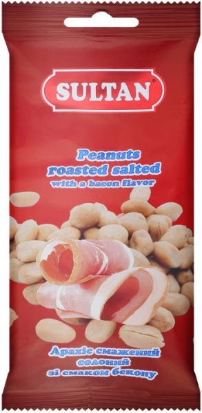 Арахіс ТМ Sultan смажений солоний зі смаком бекону 60 г