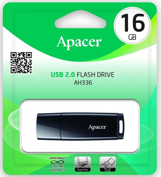 Флеш-пам'ять Apacer AH336 16 ГБ USB 2.0 black (AP16GAH336B-1) 