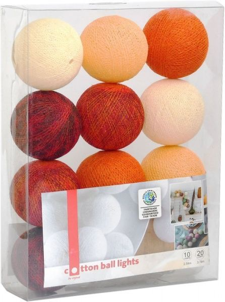 Электрогирлянда Котоновые шарики funny orange светодиодная (LED) 10 ламп