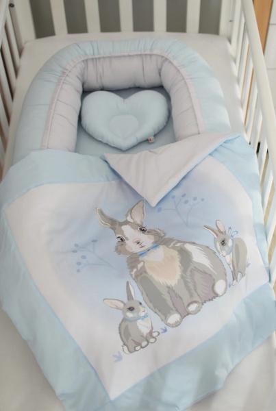 Кокон для новорожденных Baby Veres гніздечко Summer Bunny blue sky 