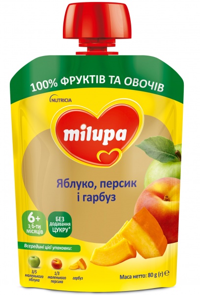 Пюре фруктовое Milupa Яблоко персик и тыква 