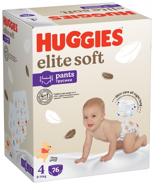 Подгузники-трусики Huggies Elite Soft 4 9-14 кг 76 шт.