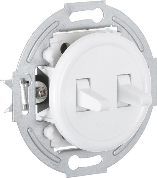 Механізм вимикача прохідний двоклавішний UP! (Underprice) Retro без підсвітки білий HSN-SWP.H1G2W2-WH