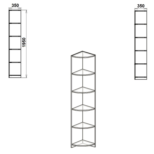 Книжкова шафа Компаніт Пенал-2 горіх екко 