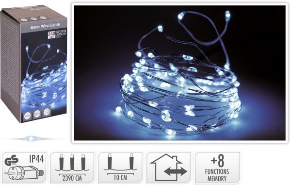 Электрогирлянда холодный белый встроенный светодиод (LED) 240 ламп 27 м