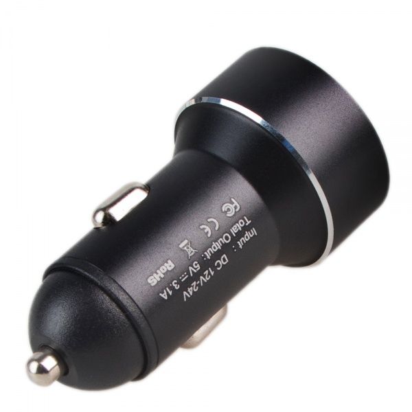 Автомобильное зарядное устройство PULSO C-31209BK 2USB + вольтметр