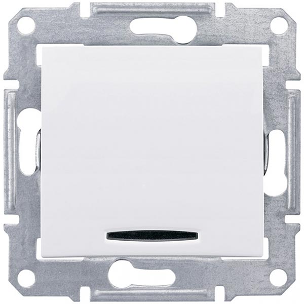 Выключатель одноклавишный Schneider Electric Sedna с подсветкой 10 А 250В IP20 белый