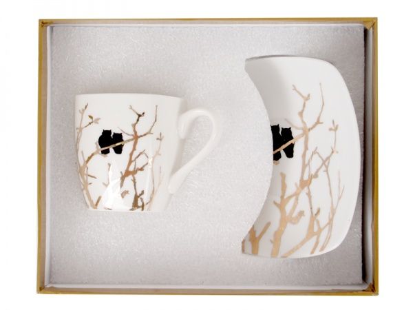 Чашка для кофе с блюдцем Золотые Совушки 75 мл 924-657 Lefard