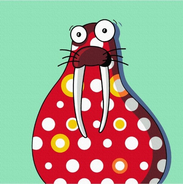 Полотно на картоні з контуром Яскраві тварини 1 20х20 см Rosa Start 