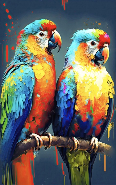 Репродукция Яркие попугаи 50х80 50x80 см Арт Фемелі 