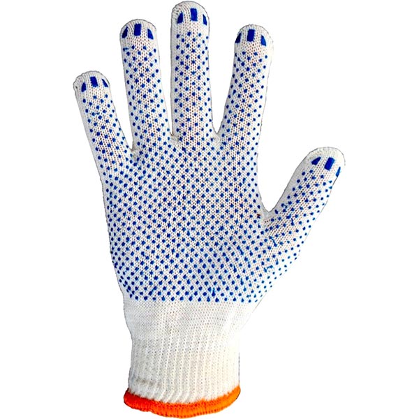 Перчатки Корона белые с синими точками с покрытием ПВХ точка 2XL (11) V8310