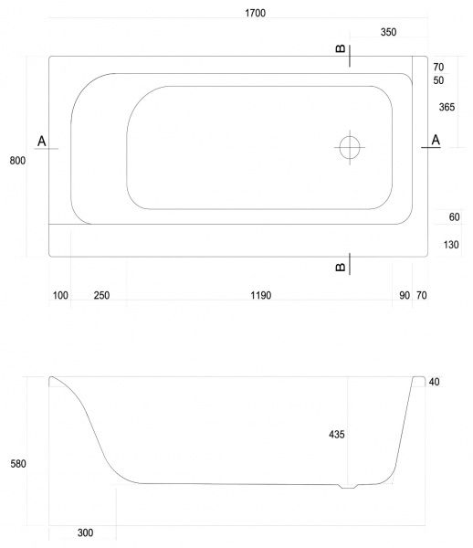 Ванна Cersanit Smart 170x80 лівостороння AZBR1000601509