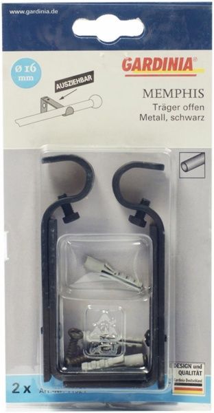 Тримач для карниза Gardinia Memphis розсувний відкритий одинарний набірний d16 мм чорний 1 шт. 
