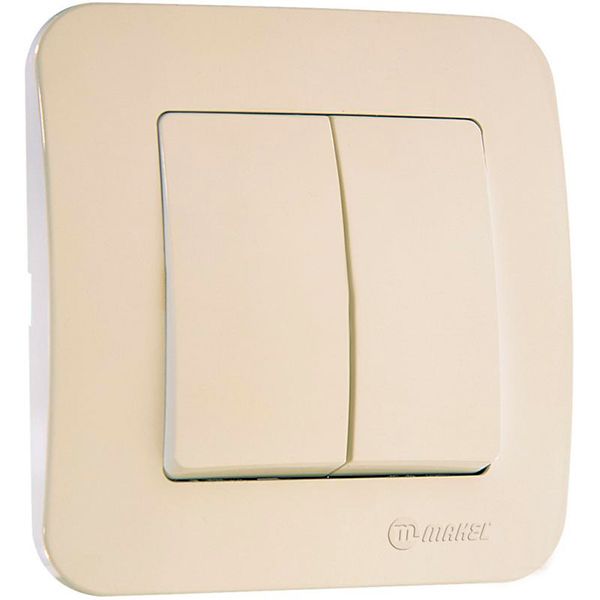 Выключатель двухклавишный Makel Lillium Natural без подсветки 10 А 250В слоновая кость 55203
